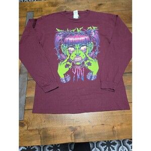 Teen Hearts Sick Of You Maroon Long Sleeve Shirt Large Graphic Grunge Goth